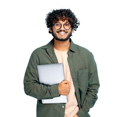 Man/tiener met laptop
