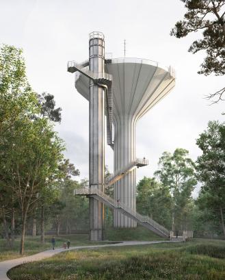 render Watertoren Groenendijk met lift en trap